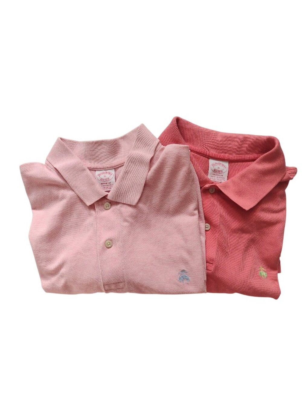 Brooks Brothers Set of 2 Polo Shirts XL Pink Cotton Preppy Performance Polos
